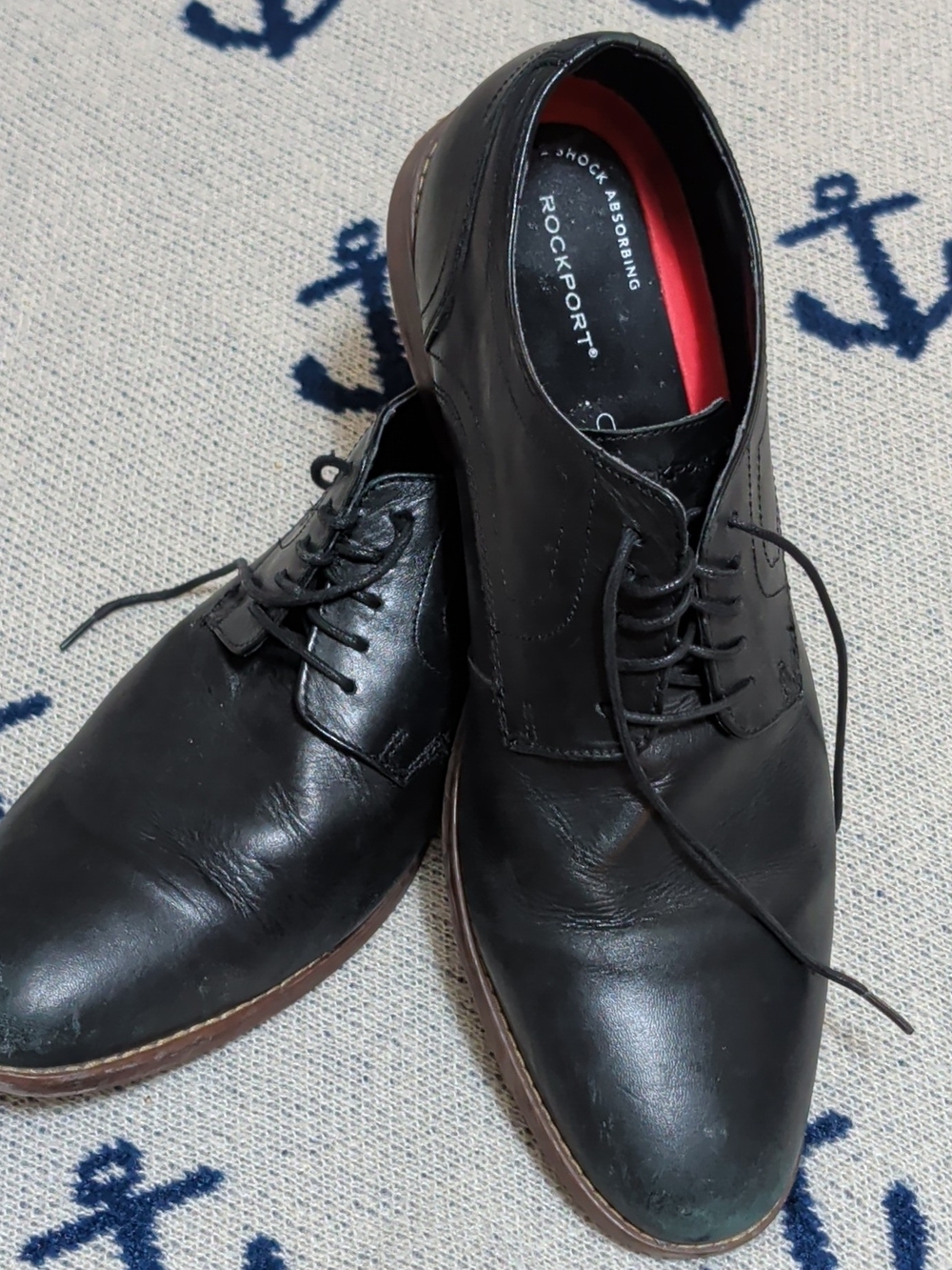 Rockport Men’s Black Leather Lace-Up Dress Shoes - 14 Wide